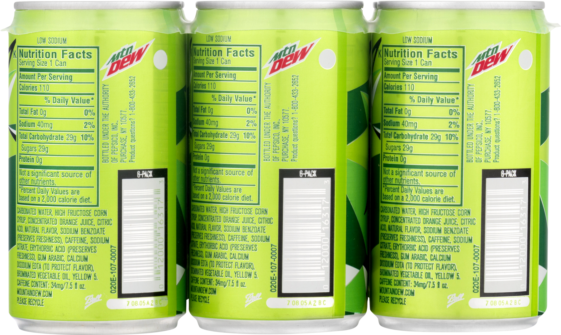 Mountain Dew Can Nutrition Facts