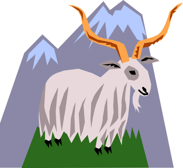 Mountain Goatwith Orange Horns