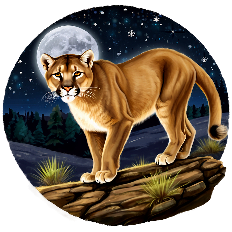 Mountain Lion In Moonlight Png 28