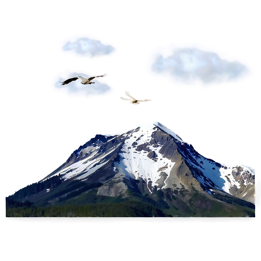 Mountain With Birds Png Rej45