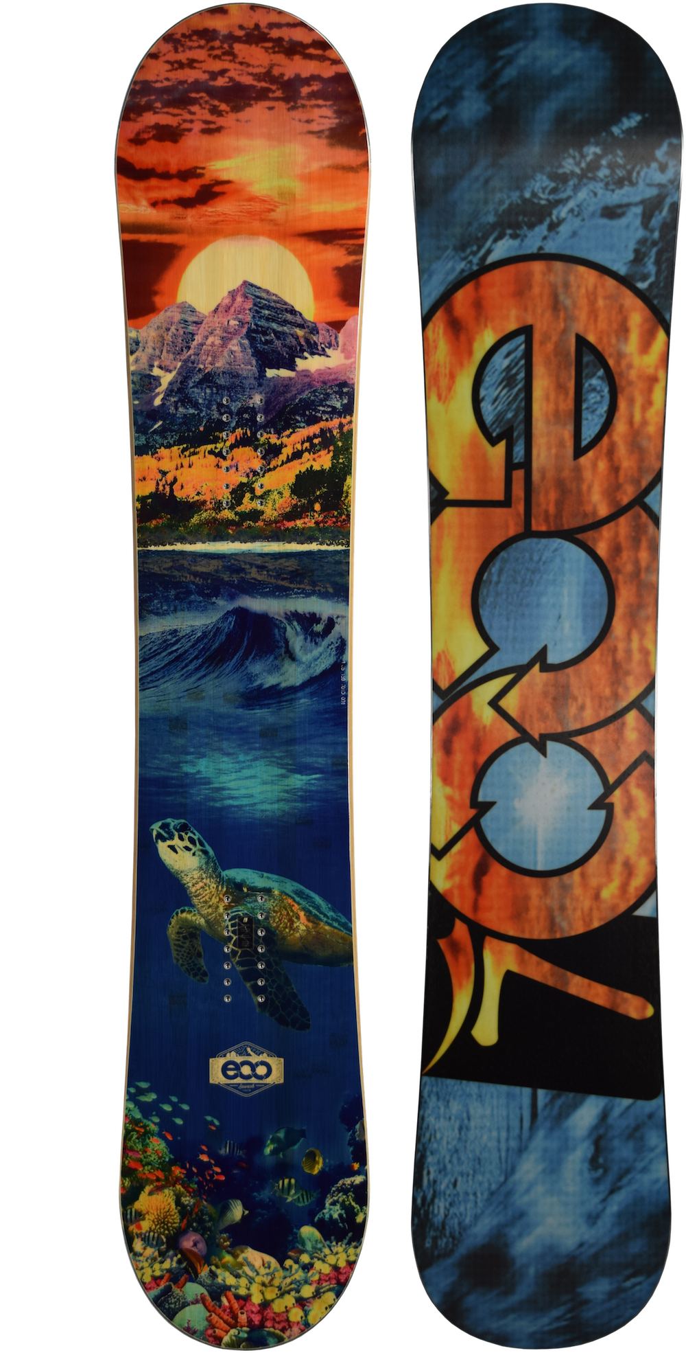 Mountainand Ocean Themed Snowboards