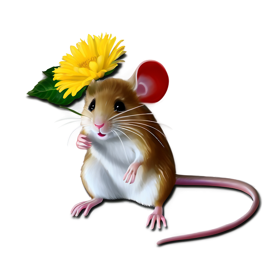 Mouse With Flower Png 05042024