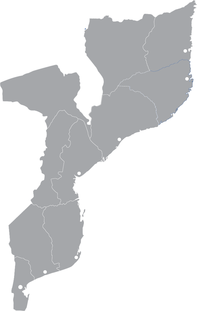 Mozambique Map Outlinewith Regions