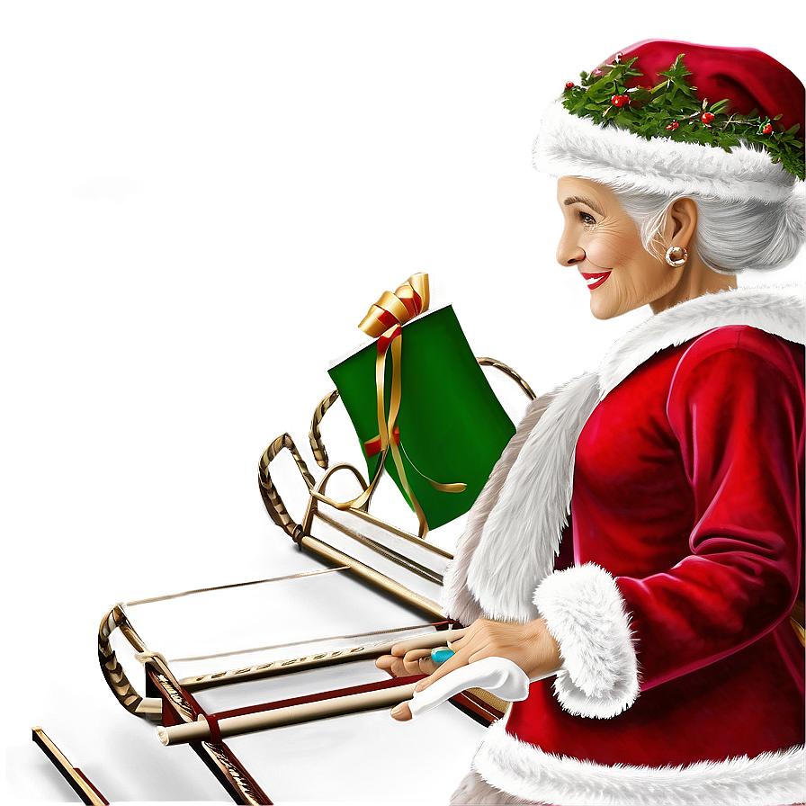 Mrs Claus In Sleigh Png 06292024