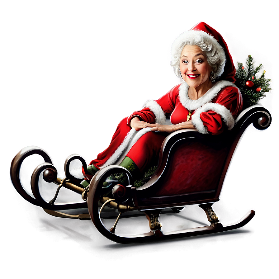 Mrs Claus In Sleigh Png Xdj41