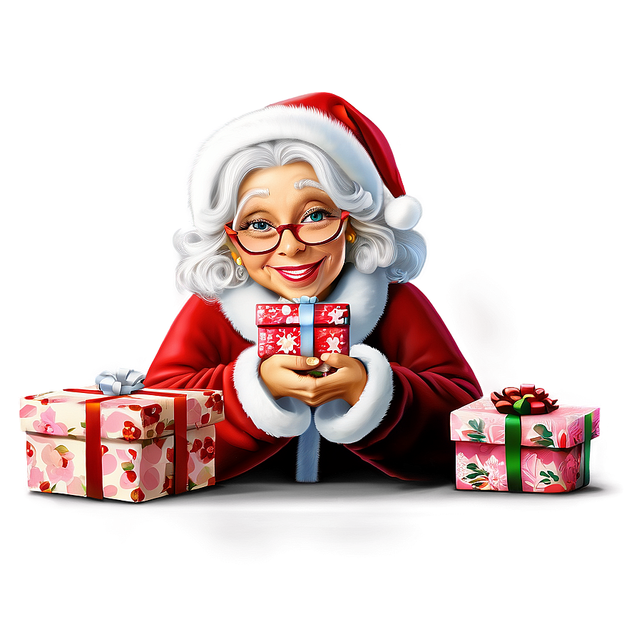 Mrs Claus With Gift Bag Png Lpi