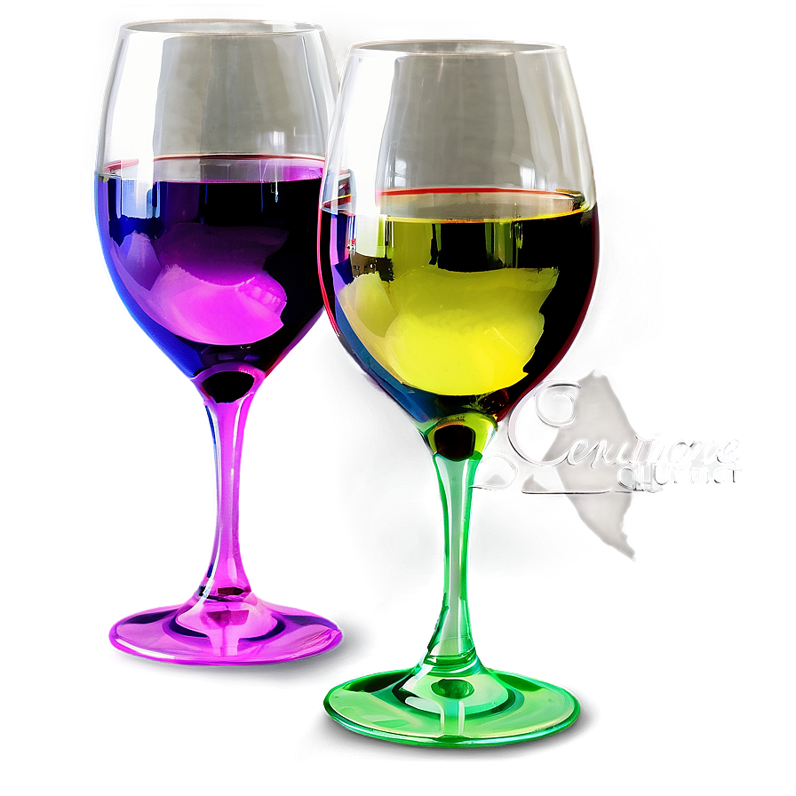 Multicolored Stem Wine Glasses Png Cga