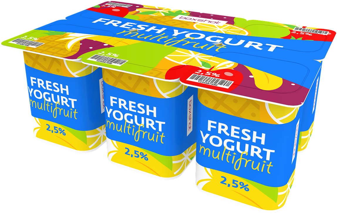 Multifruit Yogurt Pack3 D Rendering