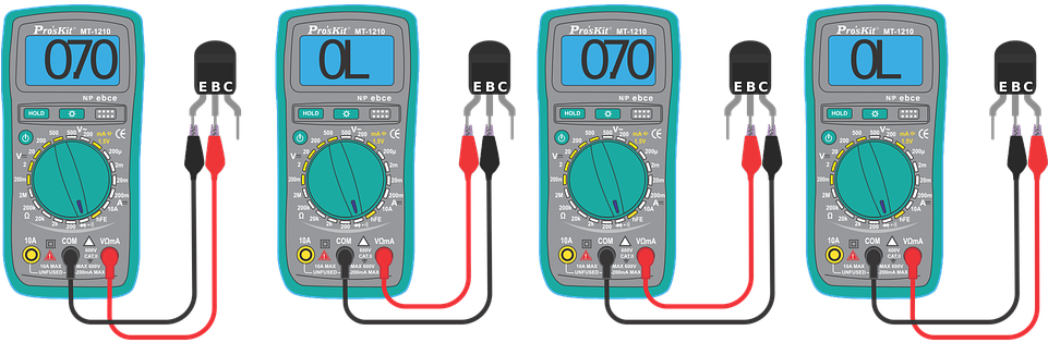 Multimeter Transistor Testing Sequence