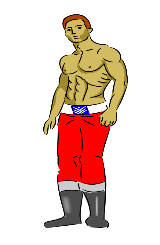 Muscular Anime Character Red Shorts