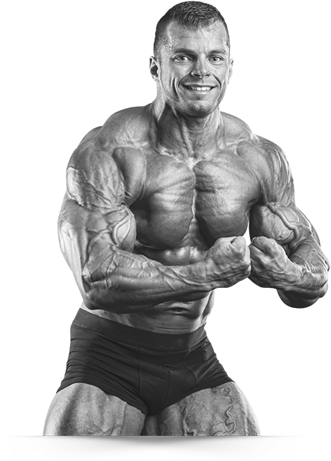 Muscular Bodybuilder Flexing Biceps