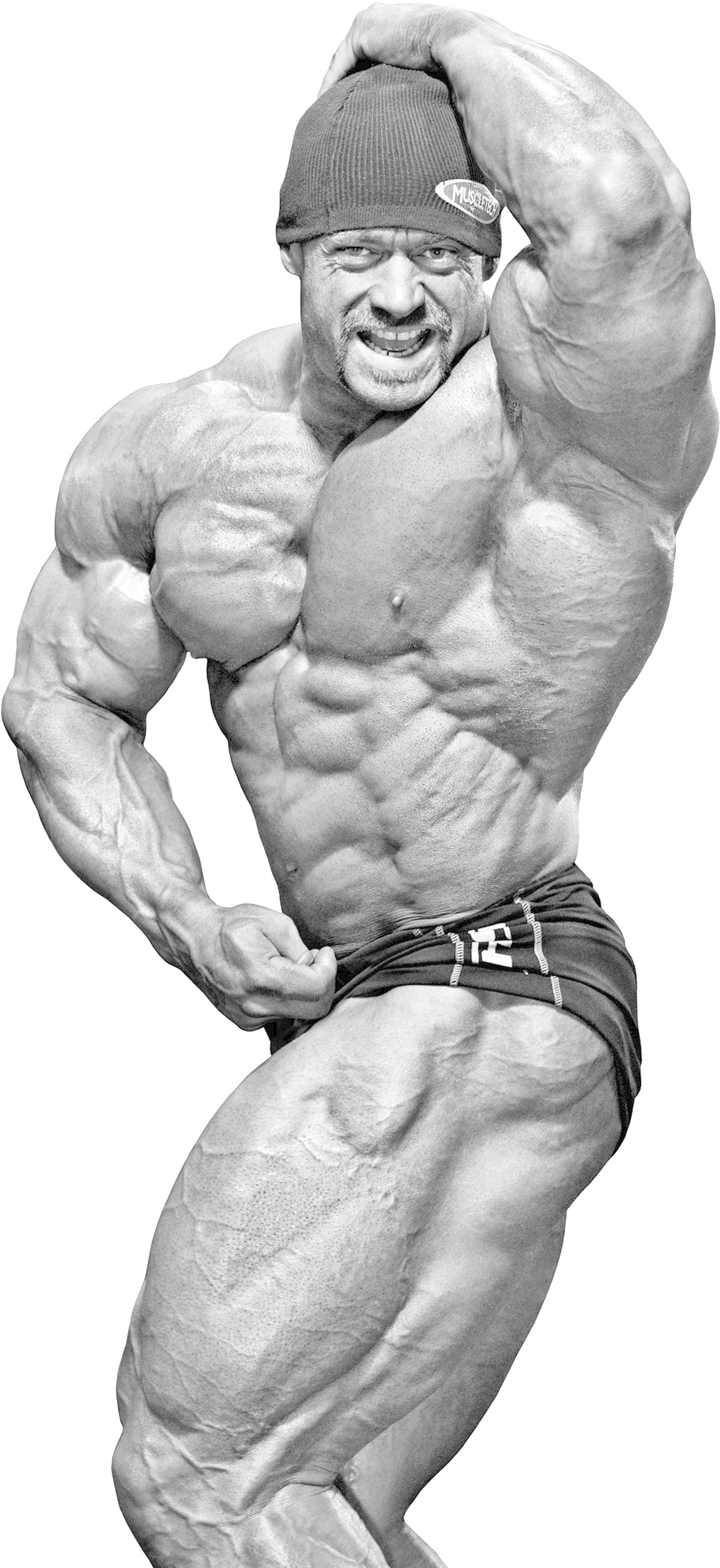 Muscular Bodybuilder Flexing Biceps