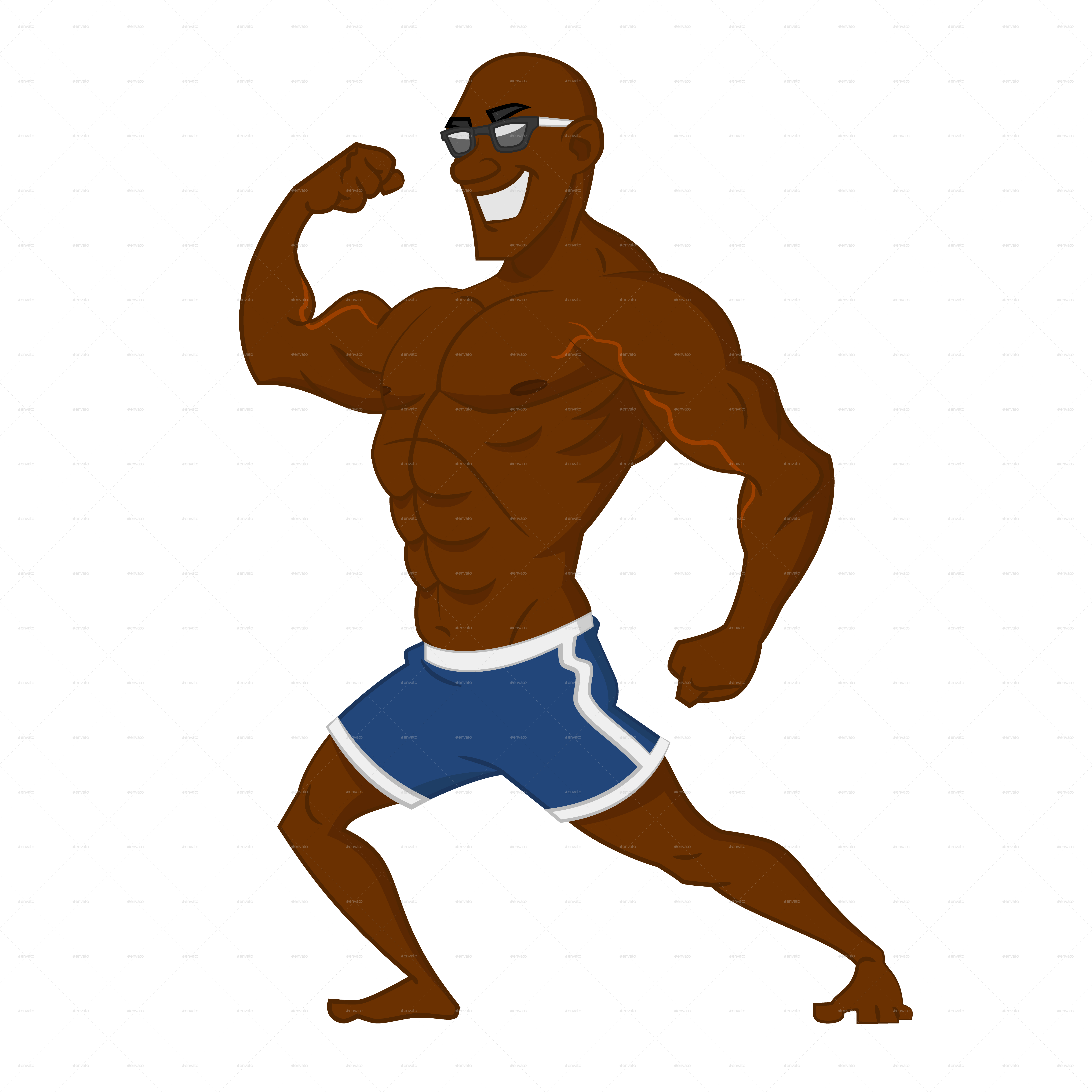 Muscular Cartoon Character Flexing.png