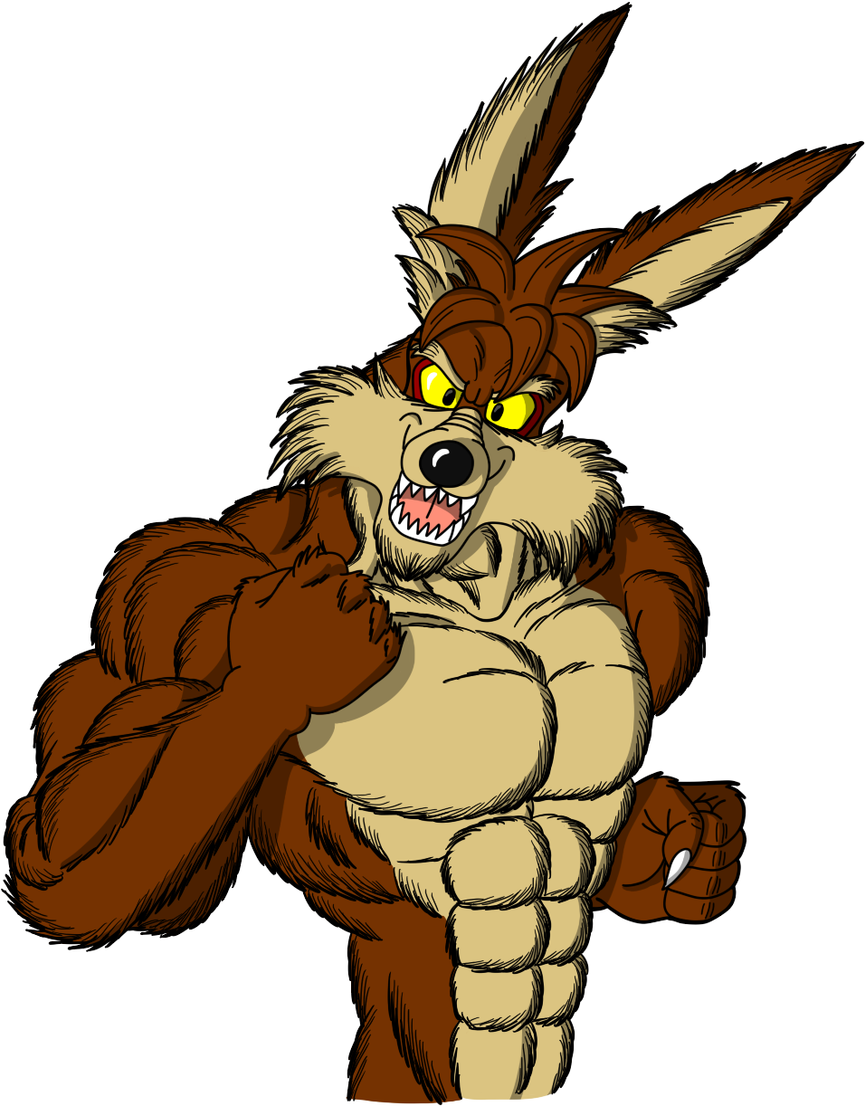 Muscular Cartoon Coyote Illustration