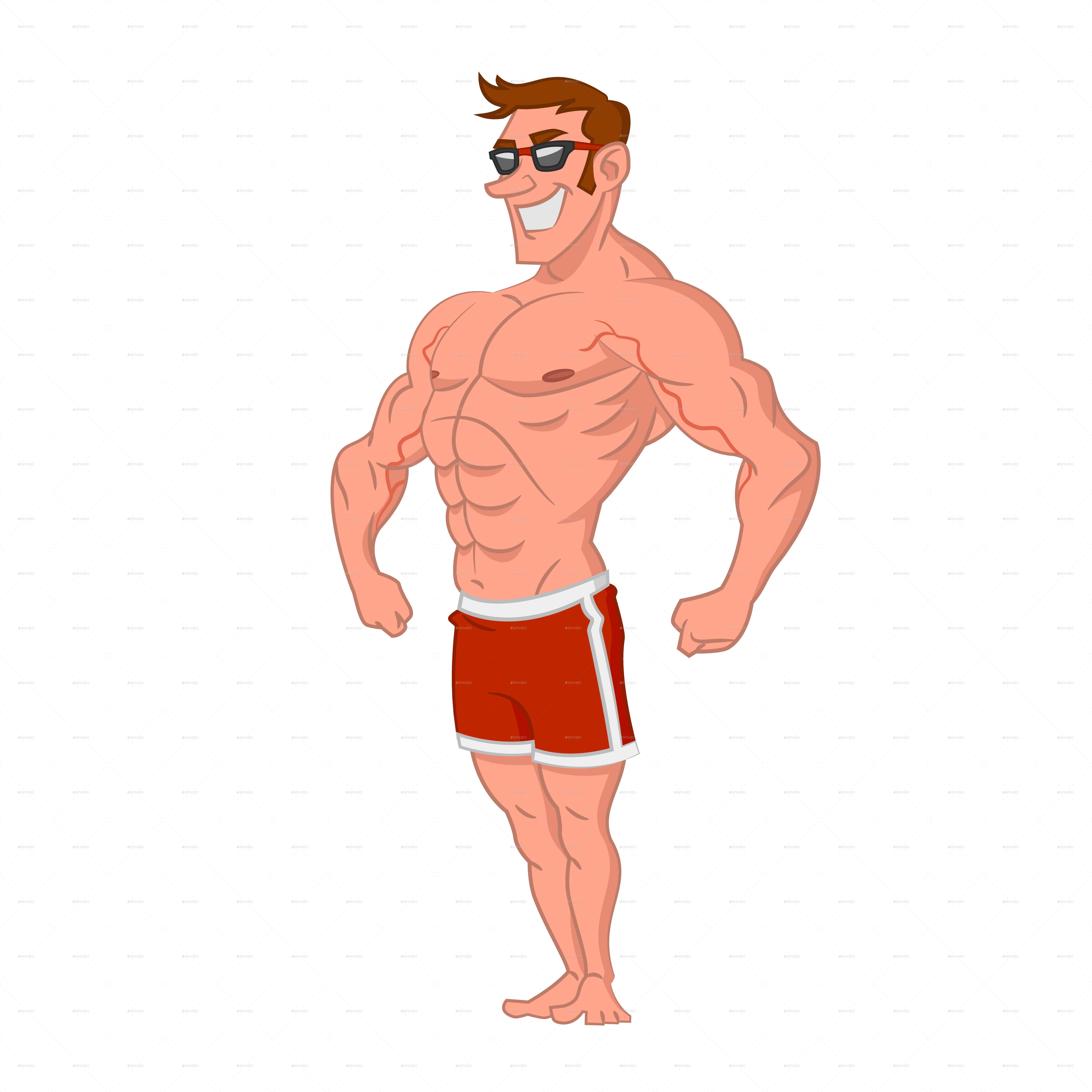 Muscular Cartoon Man Posing.png