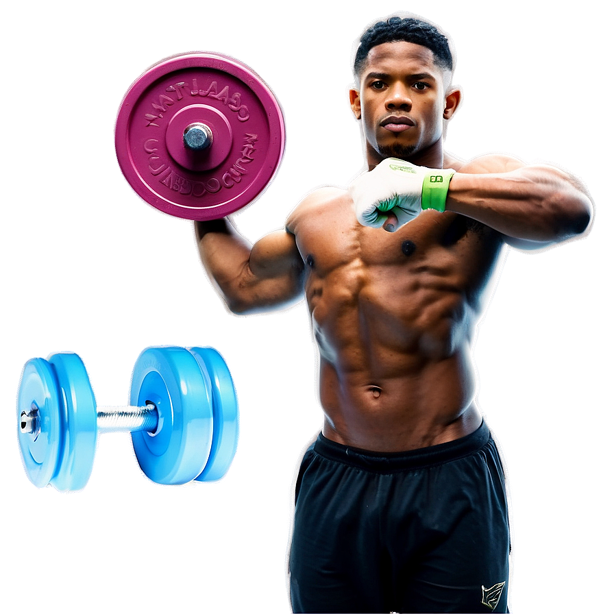 Muscular Man Holding Weights Fitness Concept