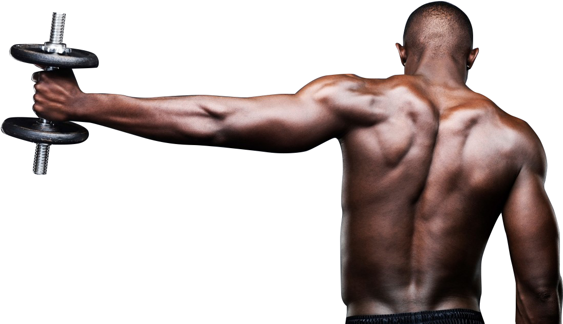 Muscular Man Performing Dumbbell Curls