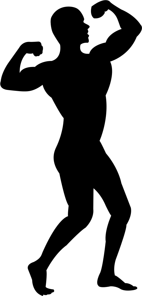 Muscular Man Silhouette Flexing Pose