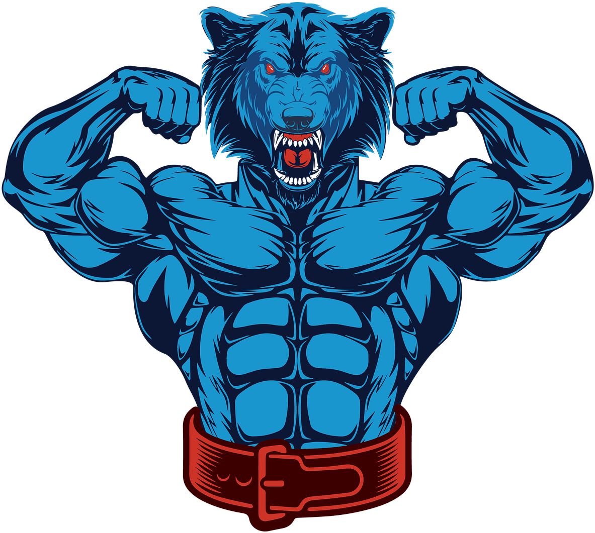 Muscular Werewolf Flexing Vector