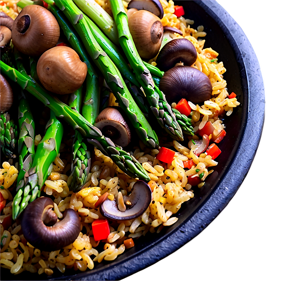 Mushroom And Asparagus Paella Png Asb