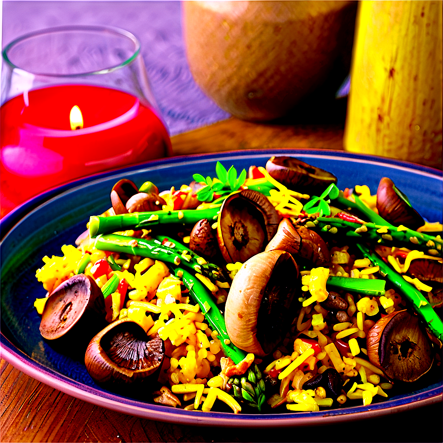 Mushroom And Asparagus Paella Png Xum50