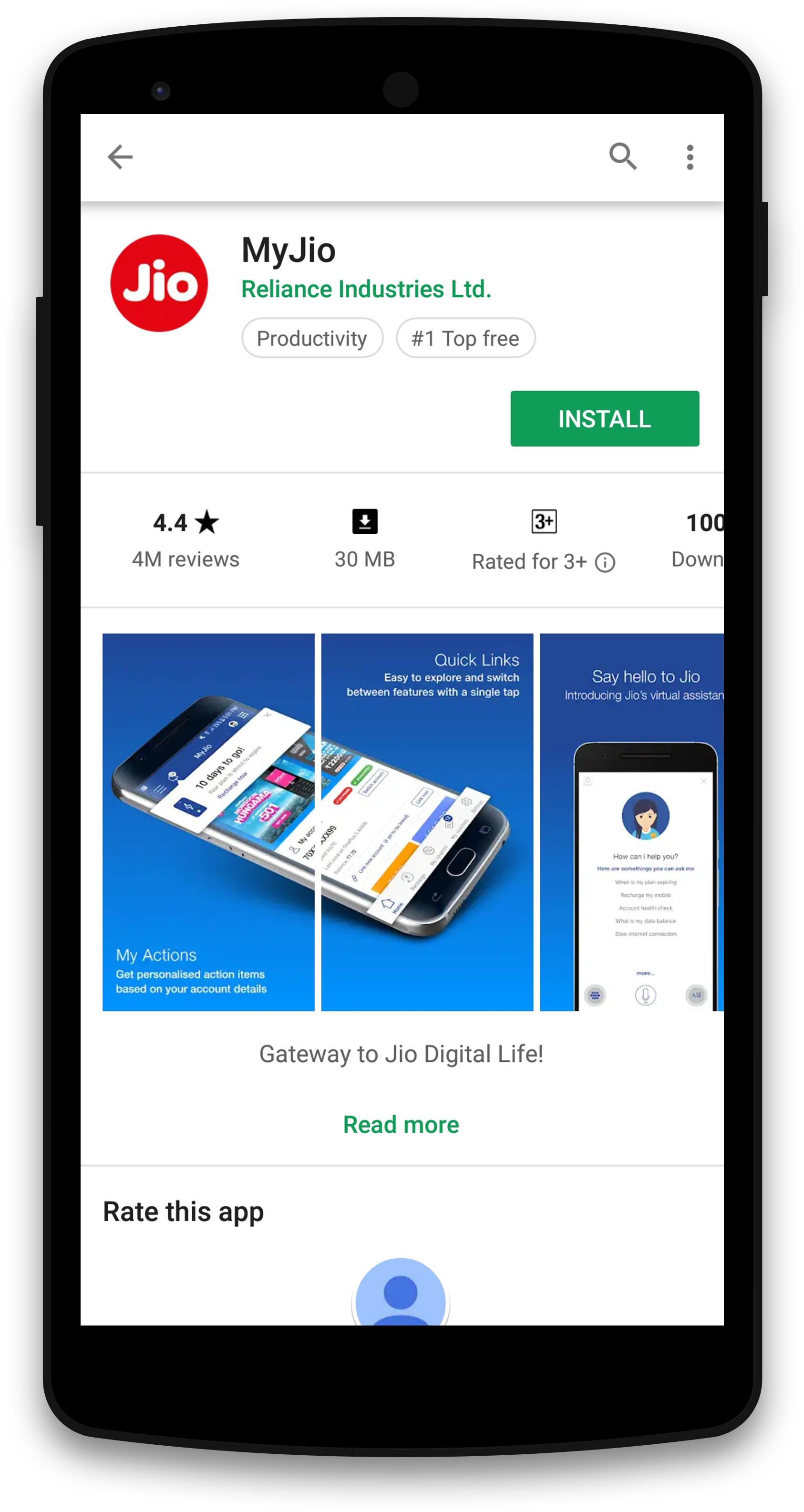 My Jio App Play Store Listing