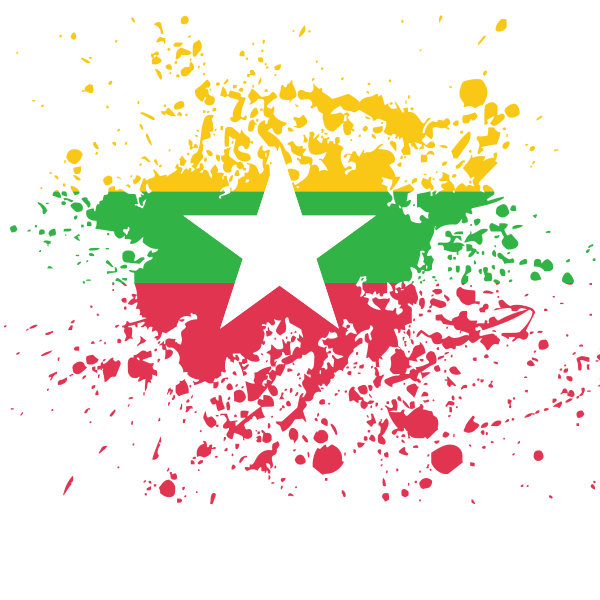 Myanmar Flag Artistic Splatter Design