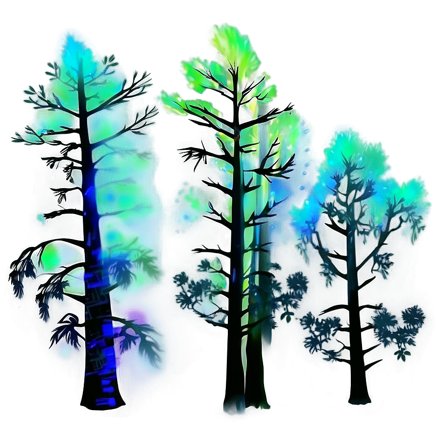 Mystical Aurora Trees Png 78