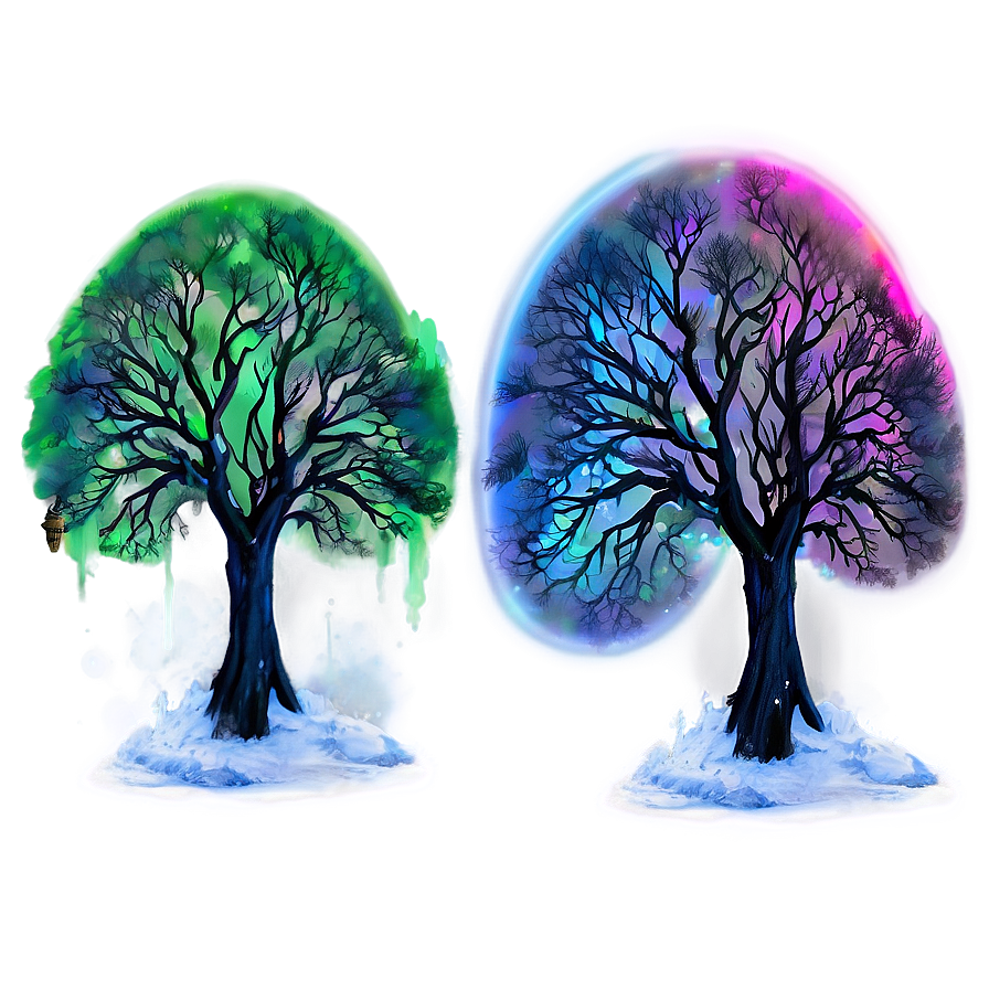 Mystical Aurora Trees Png Pxl96