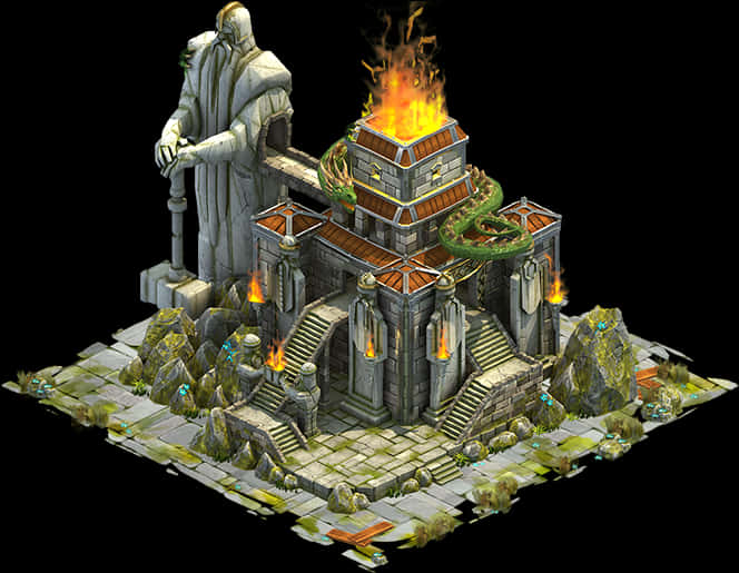 Mystical Fire Temple Illustration