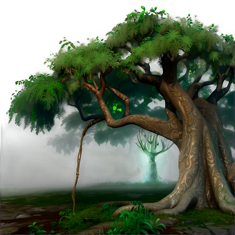 Mythical Tree Of Life In Mist Png Bmp