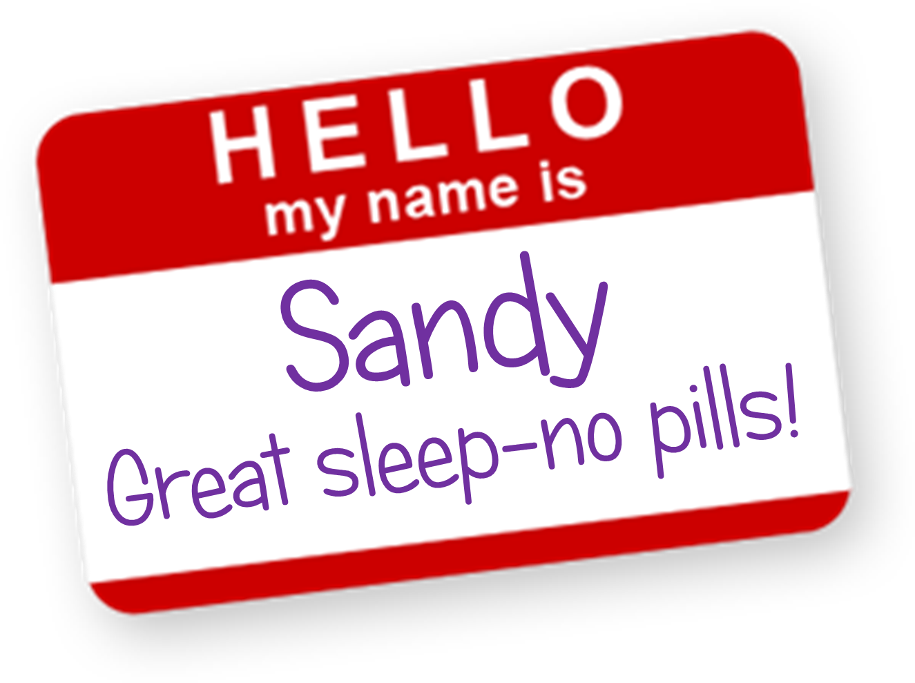 Name Tag Sandy Great Sleep No Pills