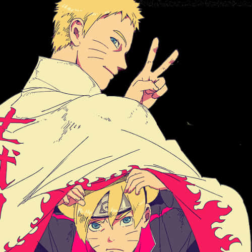 Narutoand Boruto Peace Sign