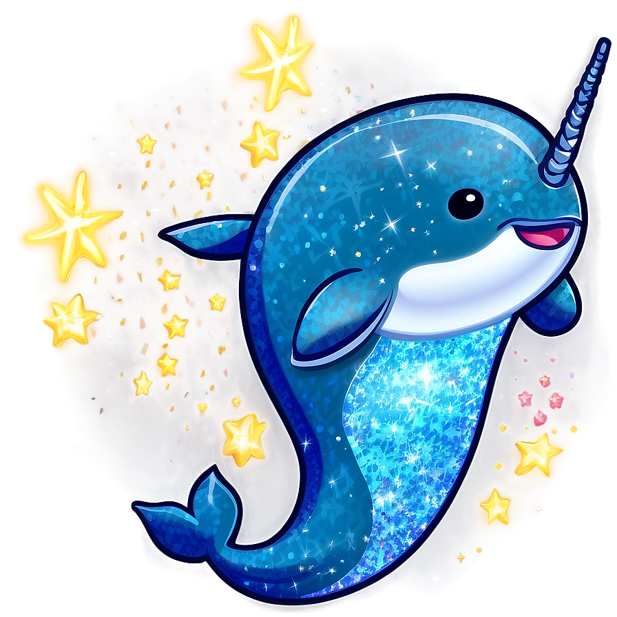 Narwhal Glitter Effect Png 06232024