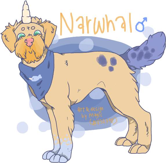 Narwhal Inspired Dog Creature Art