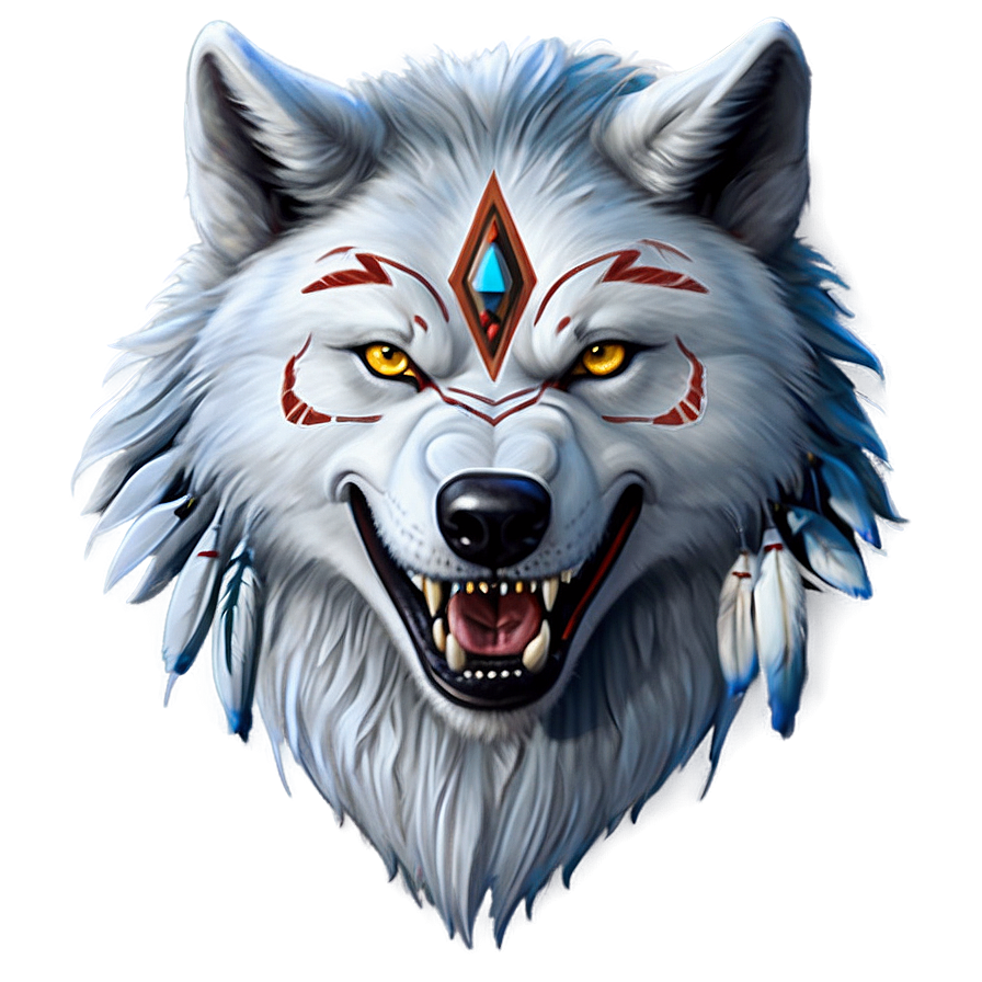 Native American Inspired Wolf Face Png Kpo78