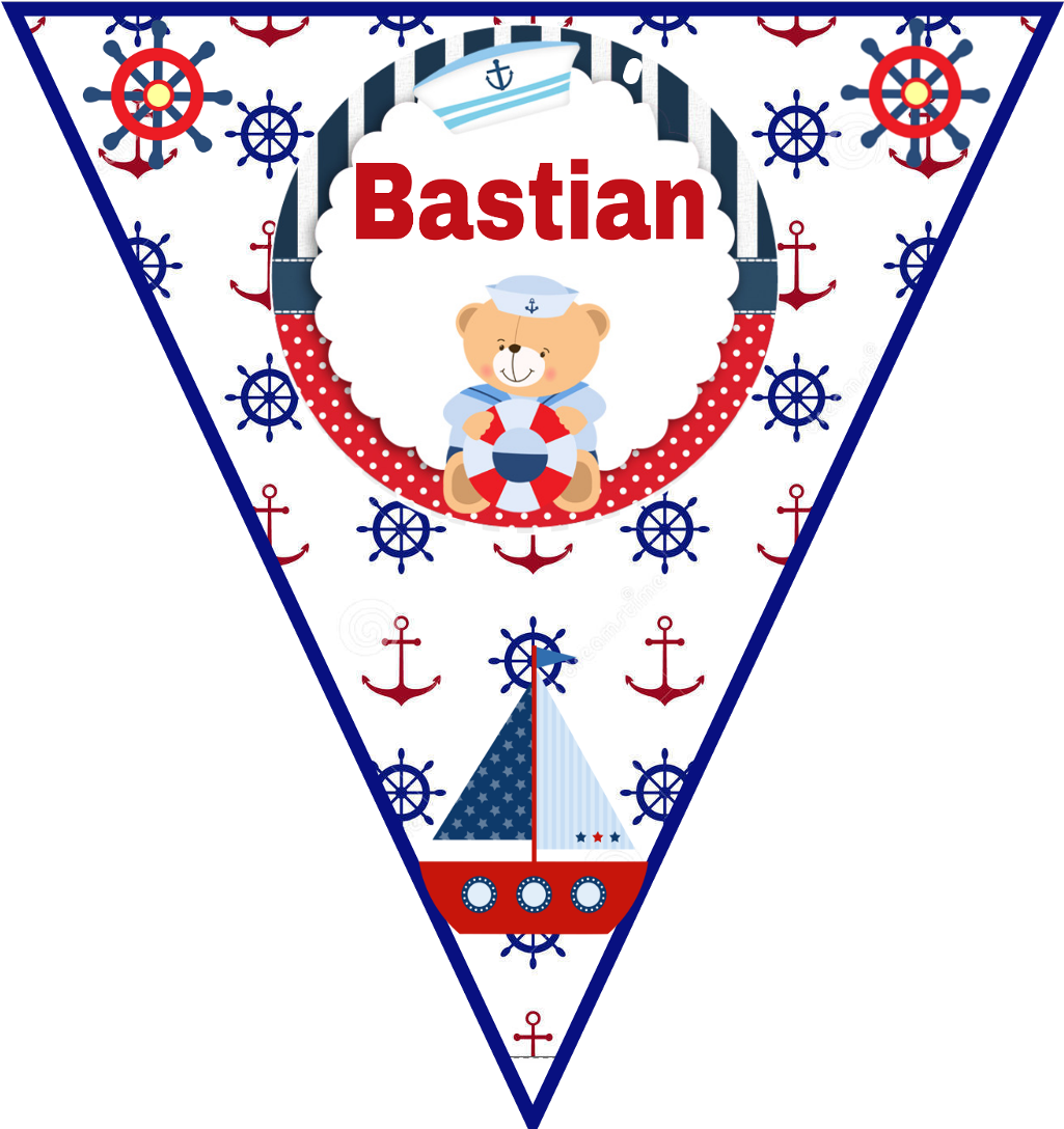 Nautical Themed Bannerwith Teddy Bearand Name Bastian