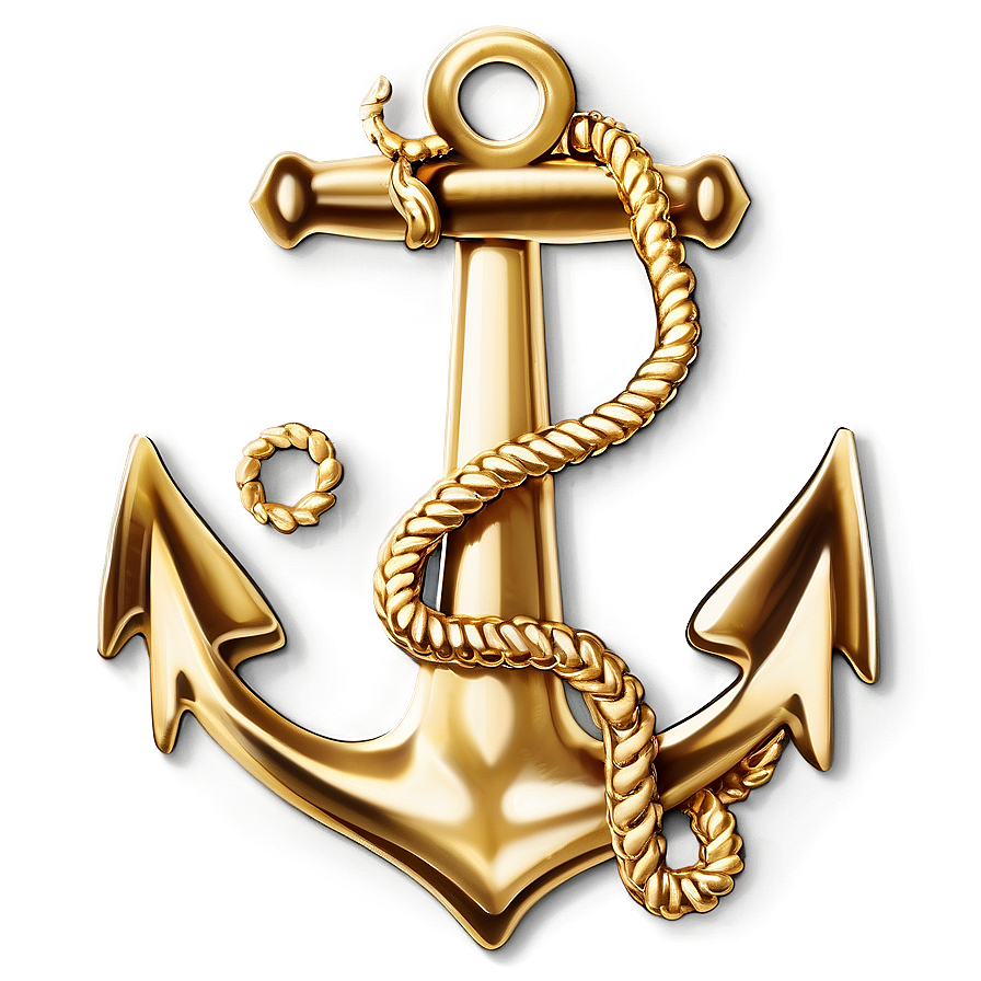 Navy Anchor In Gold Color Png 06292024