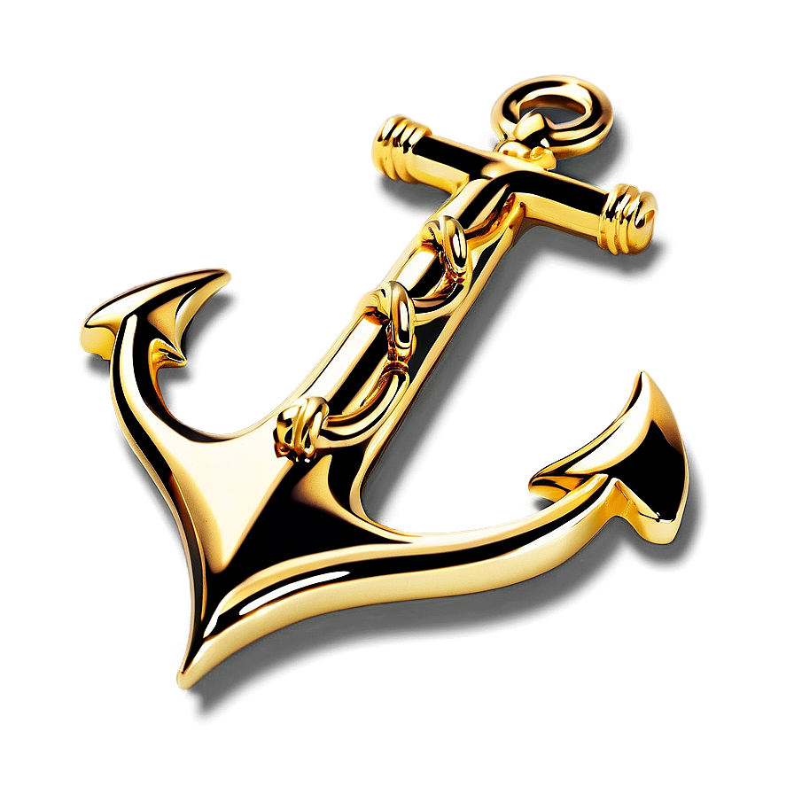 Navy Anchor In Gold Color Png Lom