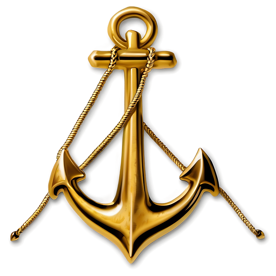 Navy Anchor In Gold Color Png Xal63