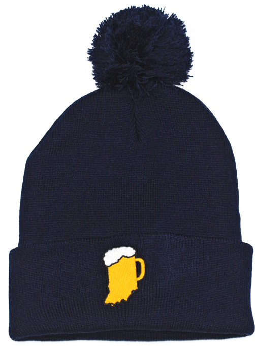 Navy Beanie With Beer Mug Design