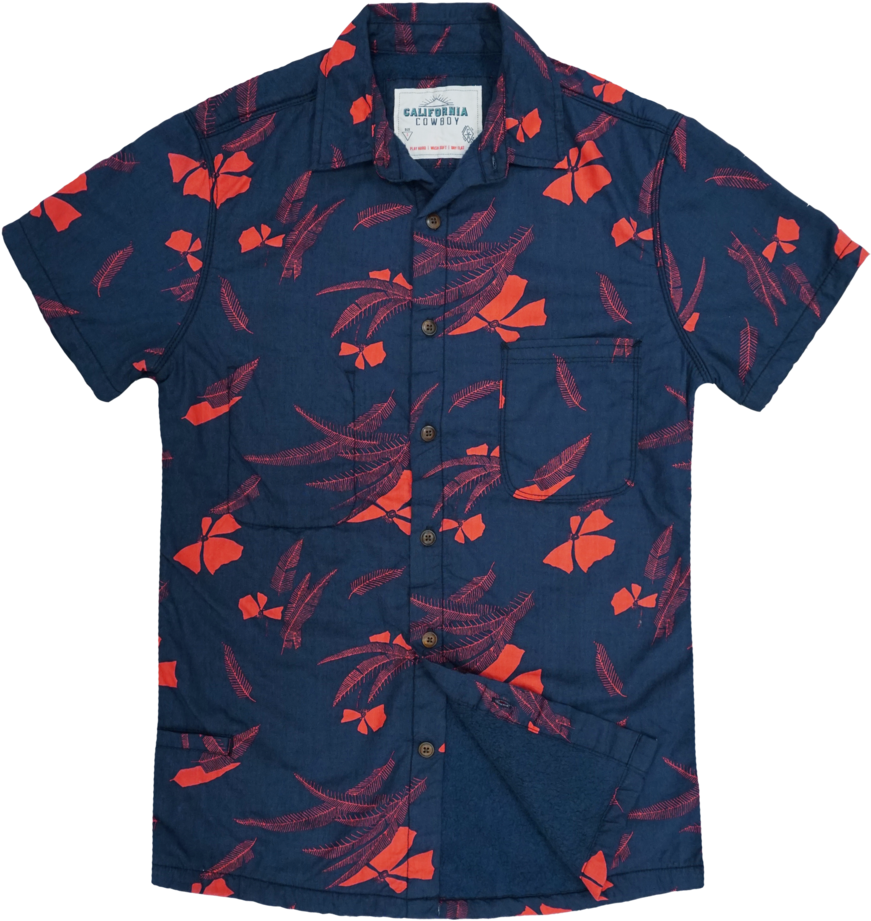 Navy Floral Print Short Sleeve Shirt