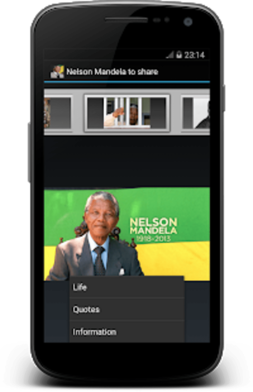 Nelson Mandela Mobile App Display