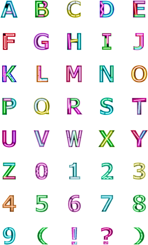 Neon Alphabetand Numbers