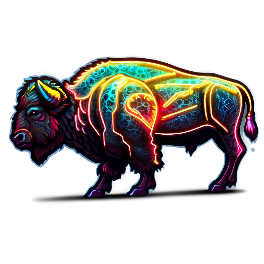 Neon Bison Sign Png 06112024