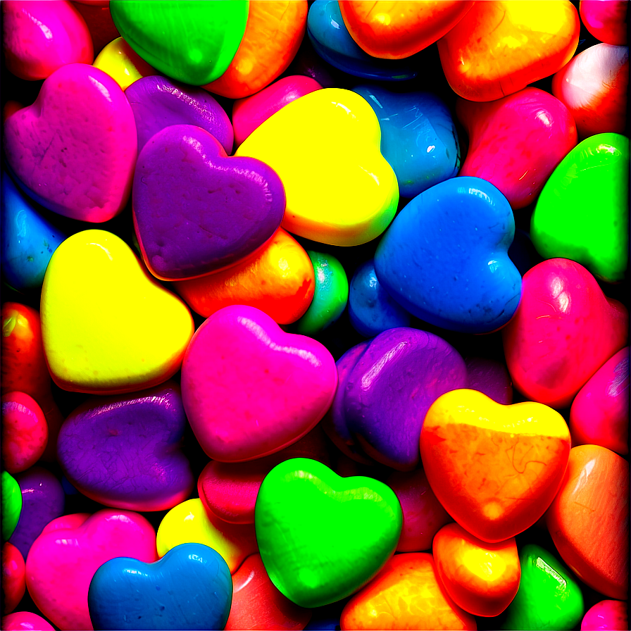 Neon Candy Hearts Png 06212024