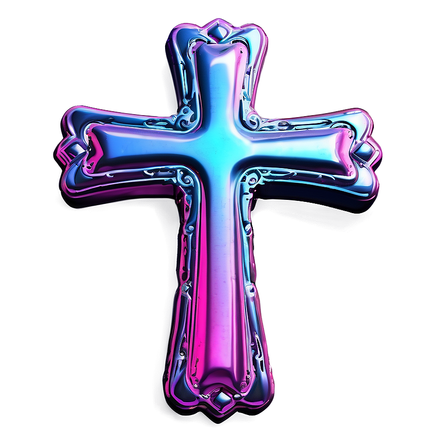 Neon Chrome Heart Cross Concept Png 8