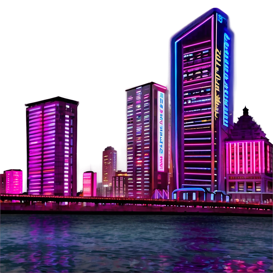 Neon City Skyline Png 06112024