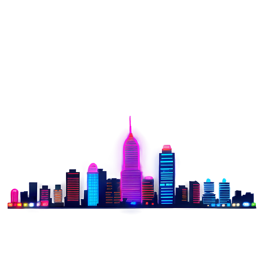 Neon City Skyline Png Anv68