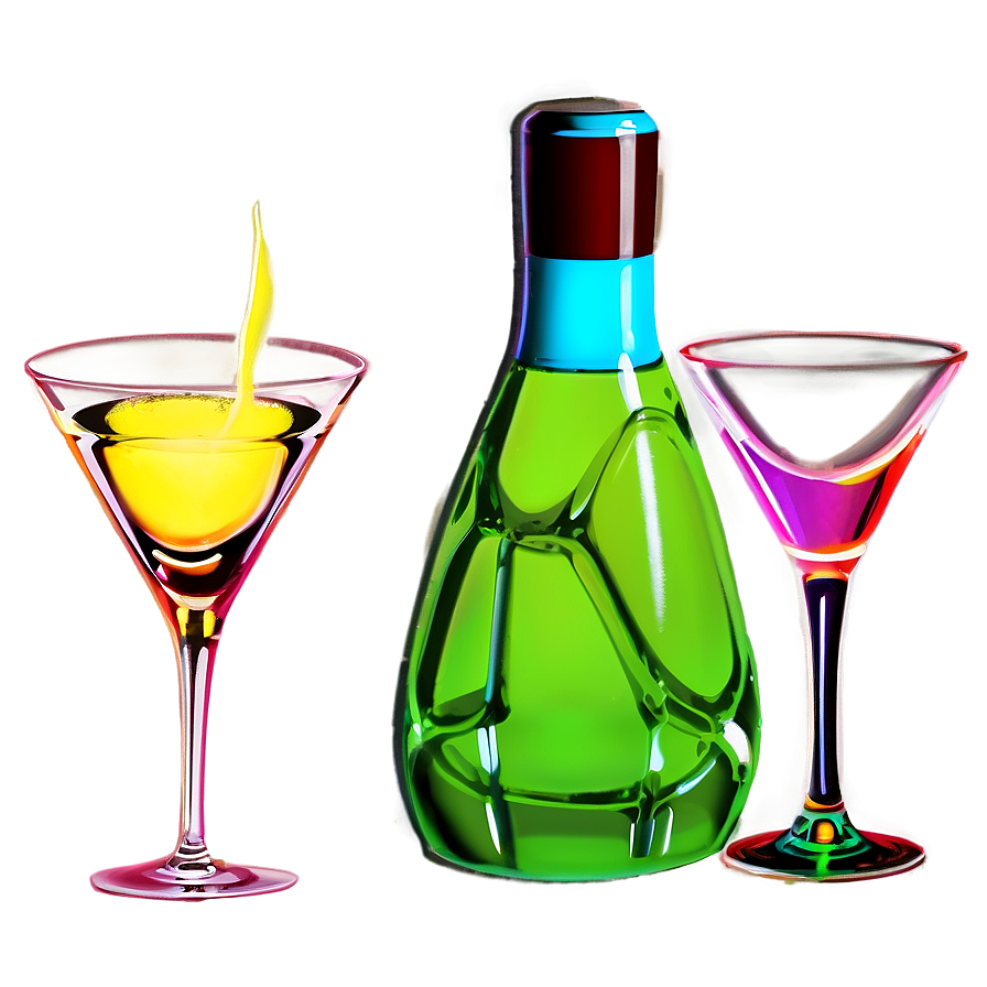 Neon Cocktail Glass Png Beq